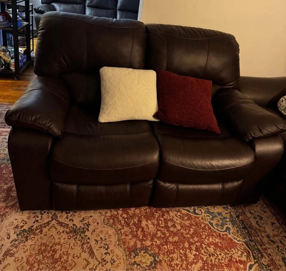 Dark Brown Leather Reclining Sofa and Loveseat Set - photo 2