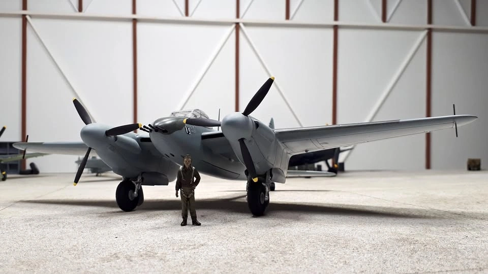 Completed 1/48th scale Mosquito plastic model aircraft