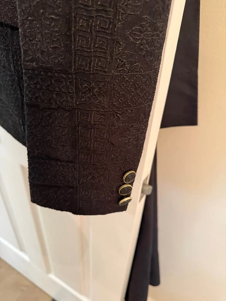 Men's Black Textured Jodhpuri Bandhgala Princess Coat - photo 3