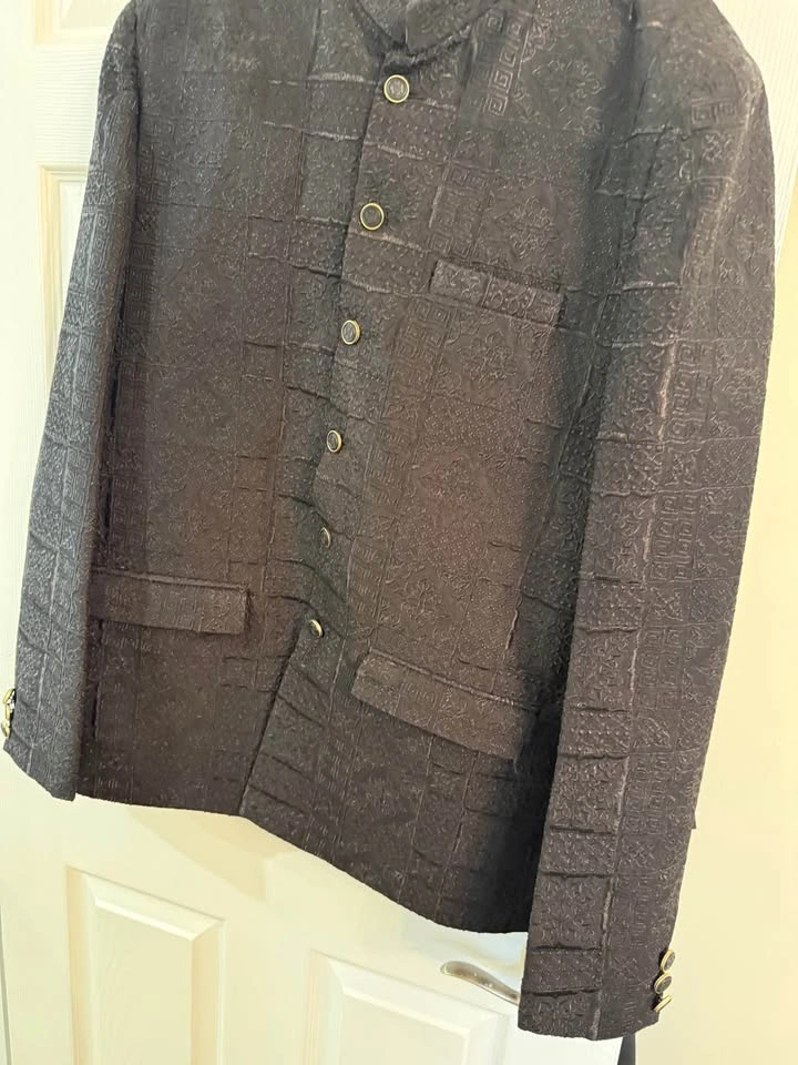 Men's Black Textured Jodhpuri Bandhgala Princess Coat - photo 5