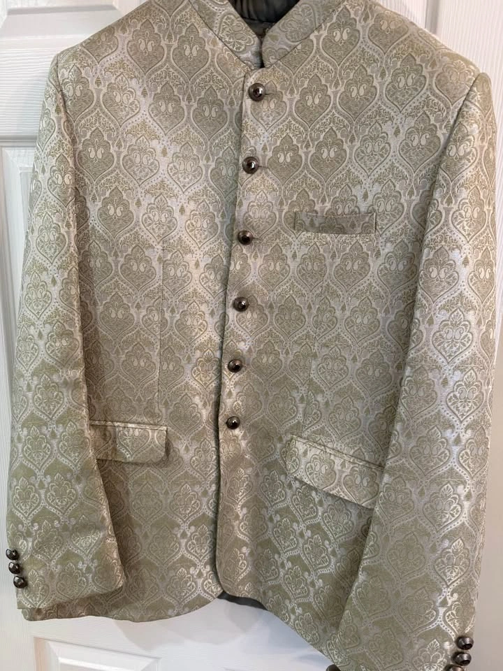 Men's Gold Brocade Jodhpuri Bandhgala Princess Coat - Large - photo 2