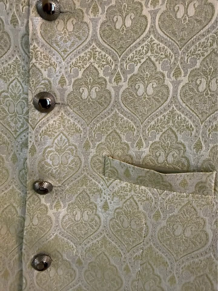 Men's Gold Brocade Jodhpuri Bandhgala Princess Coat - Large - photo 3