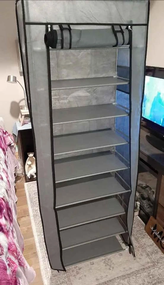 9-Tier Portable Shoe Rack with Fabric Cover - photo 4