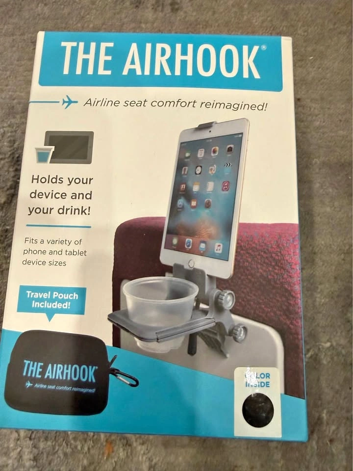 The Airhook Airline Seat Device and Drink Holder