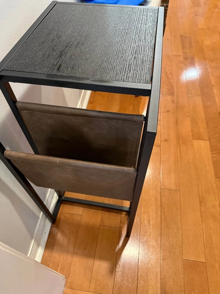 Black C-Shaped Side Table with Magazine Holder - photo 3