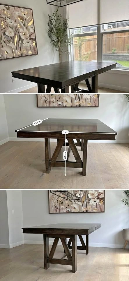 Extendable Dark Wood Trestle Dining Table