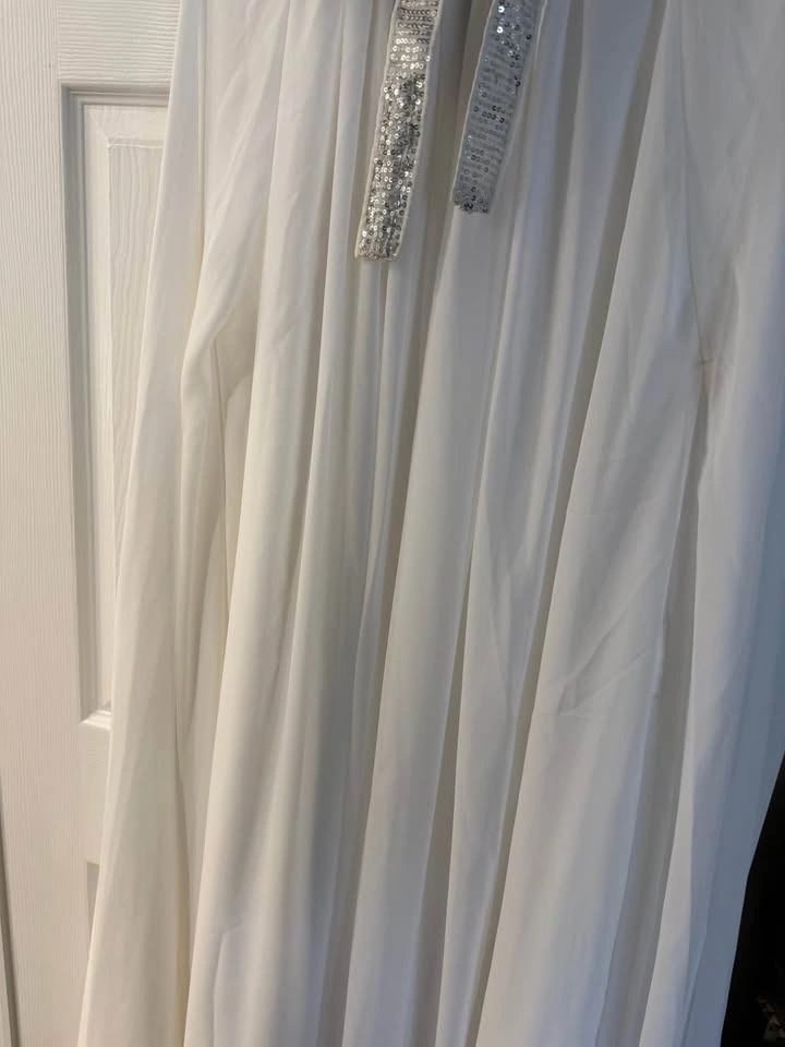 White Sequin Collar Halter Dress - photo 2