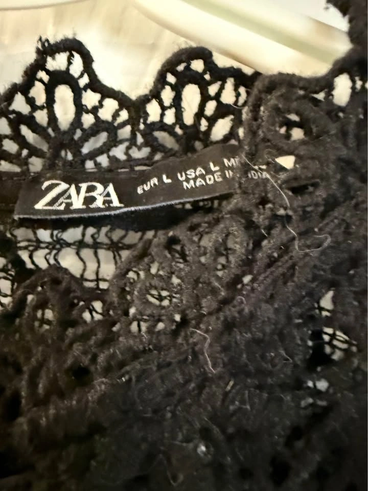 Zara Black Velvet and Lace Long Sleeve Dress - photo 2