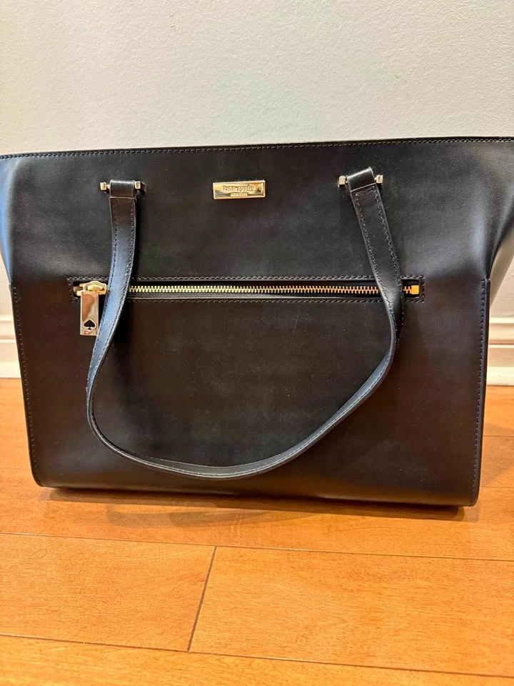 Lancaster Black Leather Handbag Paris