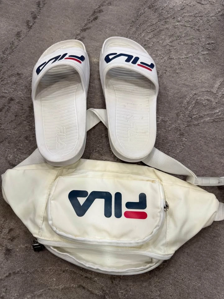 Fila White Slides Size 6 and Fanny Pack Set - photo 2