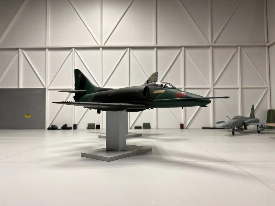 Completed 1/48th scale A-4E Skyhawk plastic model aircraft