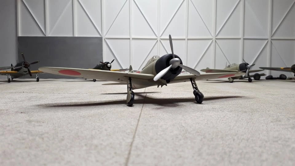 Completed 1/48th scale A6M2 Zeke plastic model aircraft