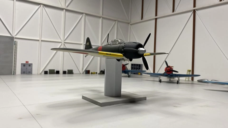 Completed 1/48th scale A6M5 Zero plastic model aircraft
