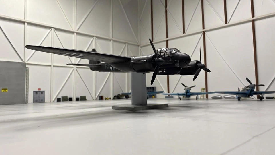 Completed 1/48th scale Ju 88C plastic model aircraft