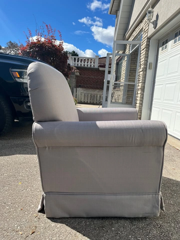 Grey upholstered wingback glider/rocking chair - photo 2
