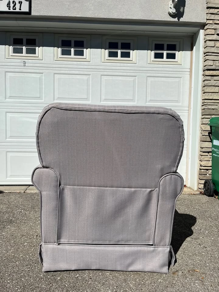 Grey upholstered wingback glider/rocking chair - photo 3
