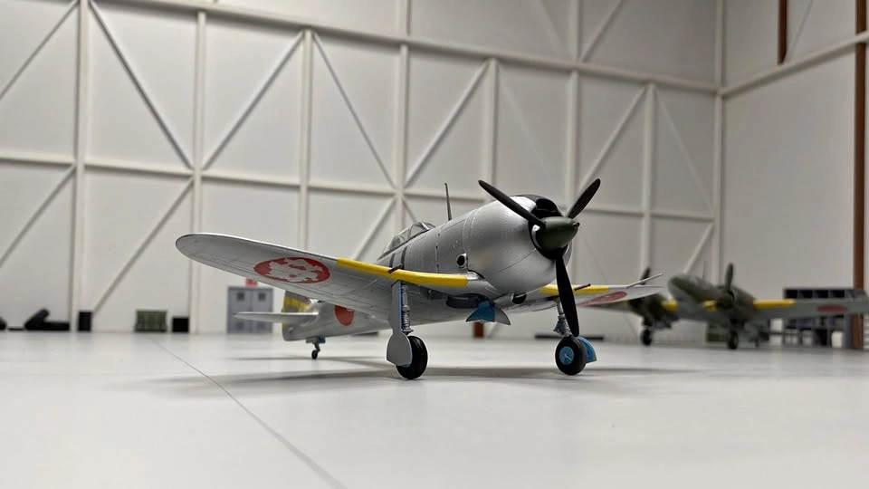 Completed 1/48th scale Ki-44 "Tojo" plastic model aircraft