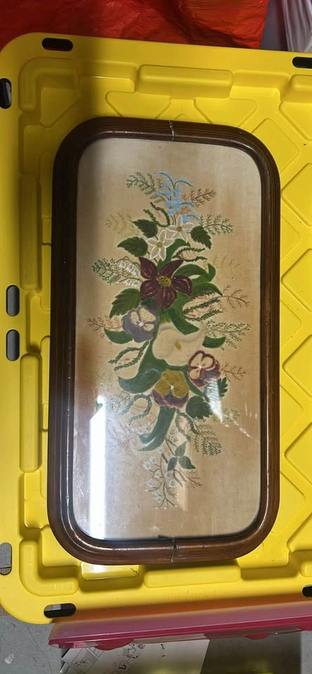 Vintage Floral Needlepoint Framed Art - photo 2