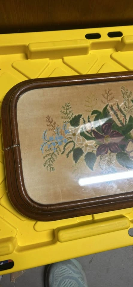Vintage Floral Needlepoint Framed Art - photo 3