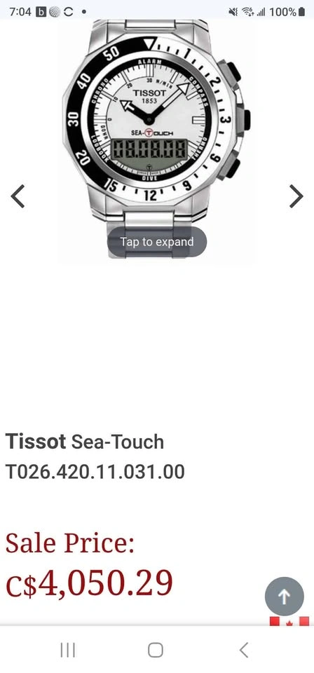 RARE Tissot Sea Touch Chronograph White Dial Men's Watch - photo 3