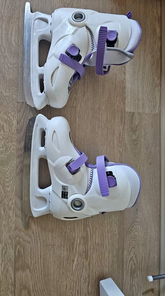 White Purple Kids Adjustable Ice Skates