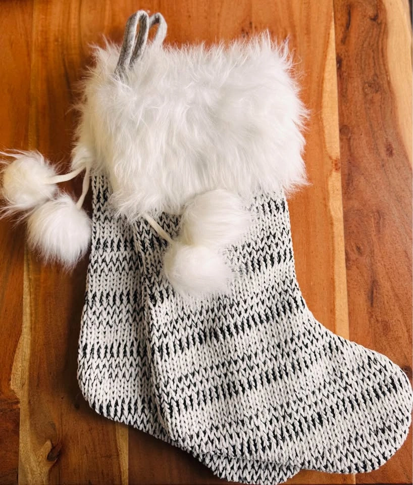 Black & White Knit Christmas Stockings – Set of 2 - photo 3