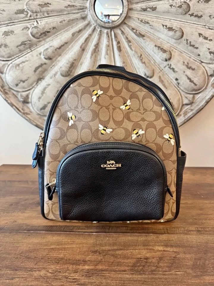Authentic Coach Court Bee Print Backpack