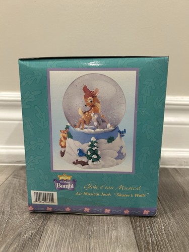 Bambi Musical Waterball Snow Globe Enesco "Skater's Waltz" Orig - photo 3