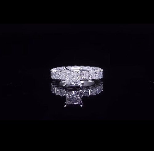 14K White Gold Princess Cut Lab Grown Diamond Engagement Ring