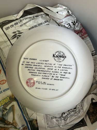 THE PAINTER Porcelain Plate NORMAN ROCKWELL HERITAGE COLLECTION - photo 3
