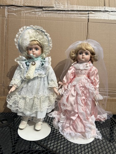 Vintage Porcelain Collector Dolls Victorian Dresses