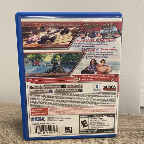 Sonic All-Stars Racing Transformed Bonus Edition PS Vita (Case O - photo 2
