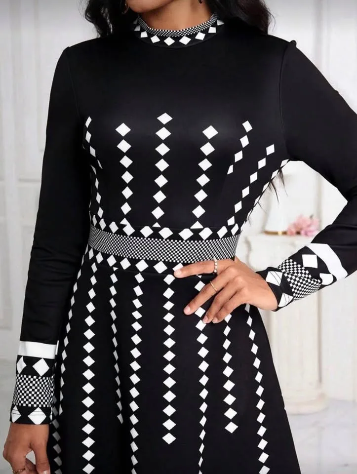 Lady Argyle Print Mock Neck Dress image indicator(3)