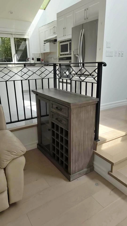 Wooden Bar Cabinet with Wine Rack and Glass Door
