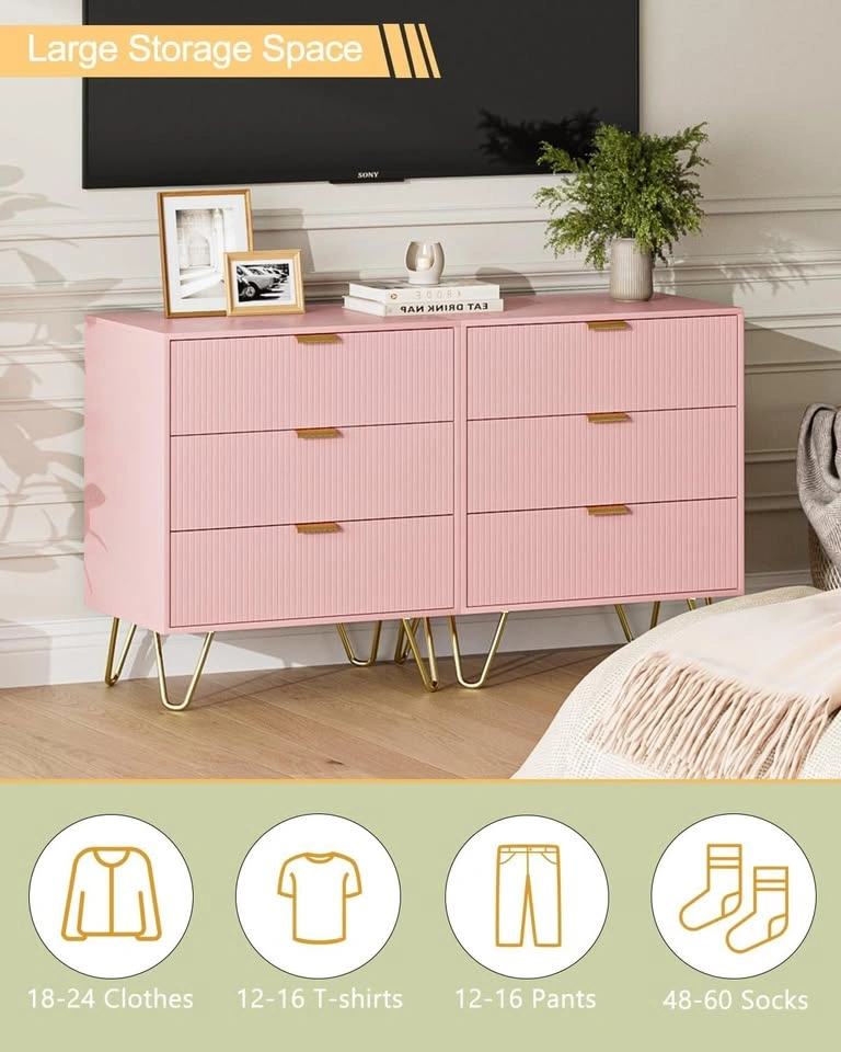 NEW Pink & Gold 3-Drawer Dresser Bedroom Storage Unit - photo 5