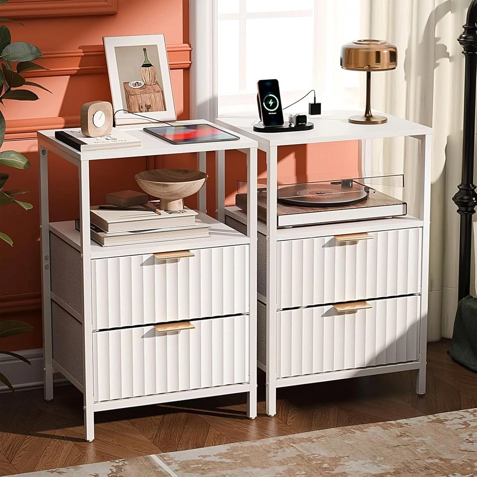 NEW White Fluted Nightstands - SET OF 2 - photo 2