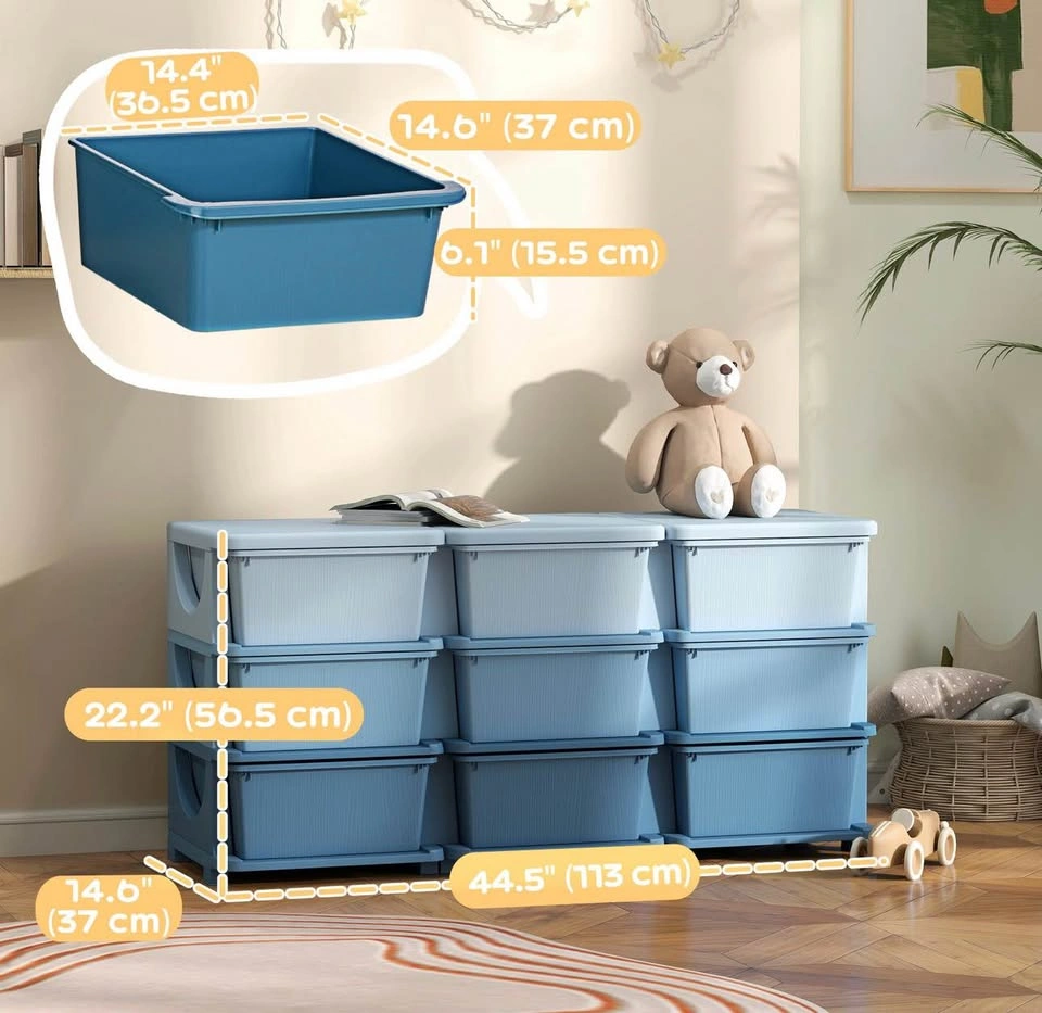Qaba 3 Tier Kids Toy Organizer and Storage Bins with 9 Plastic D - photo 2