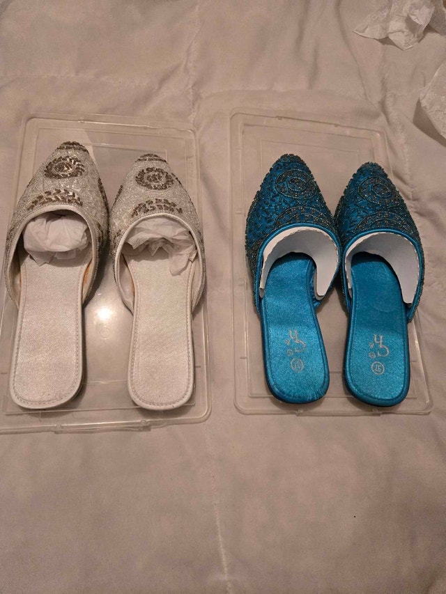 Embroidered Pointed Toe Mules