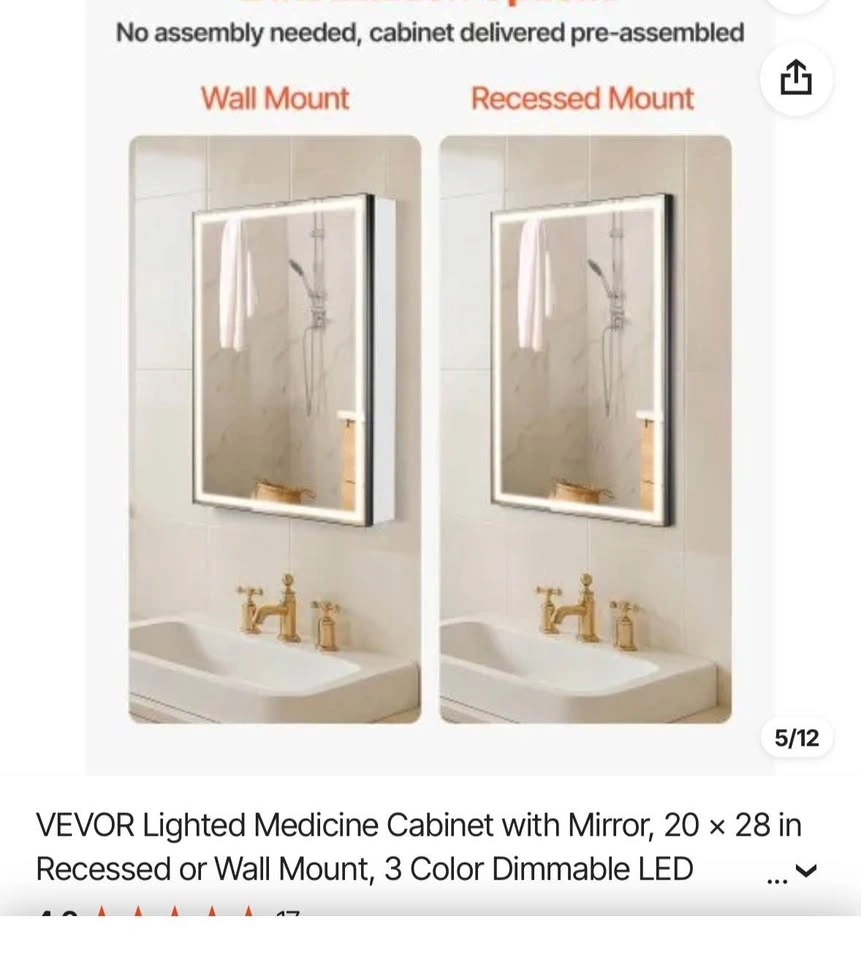 New VEVOR Lighted Medicine Cabinet 20 x 28 - photo 4
