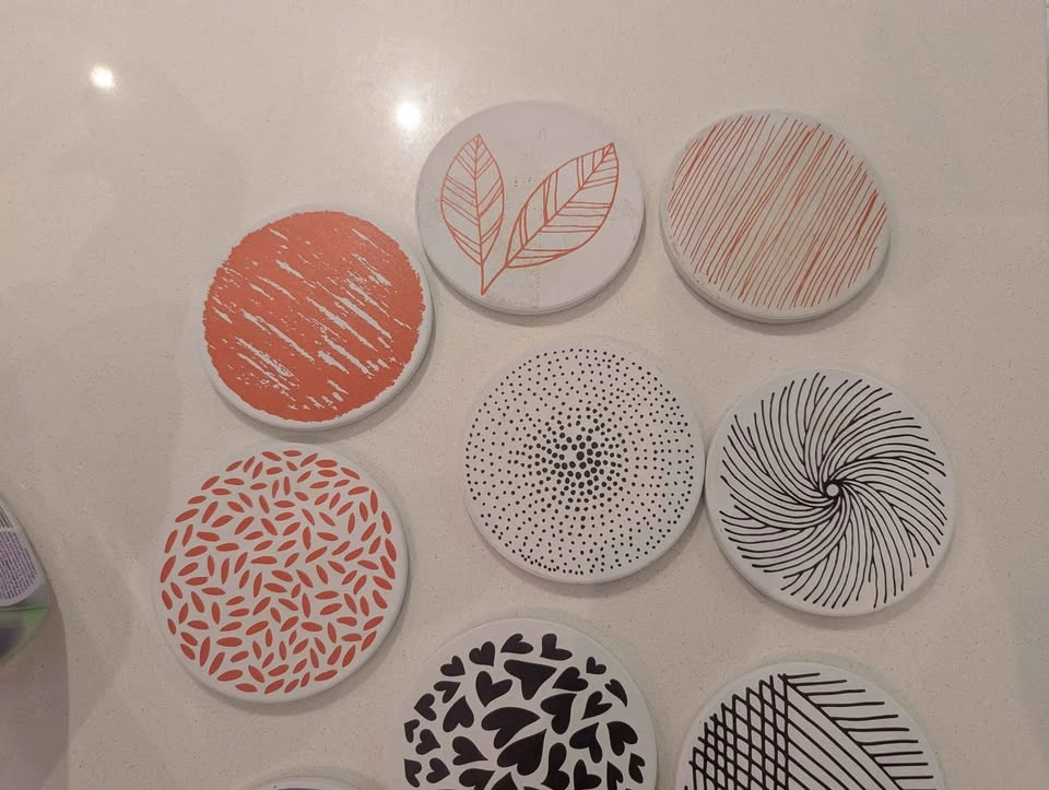 14-Piece Geometric Pattern Ceramic Coaster Set - photo 2