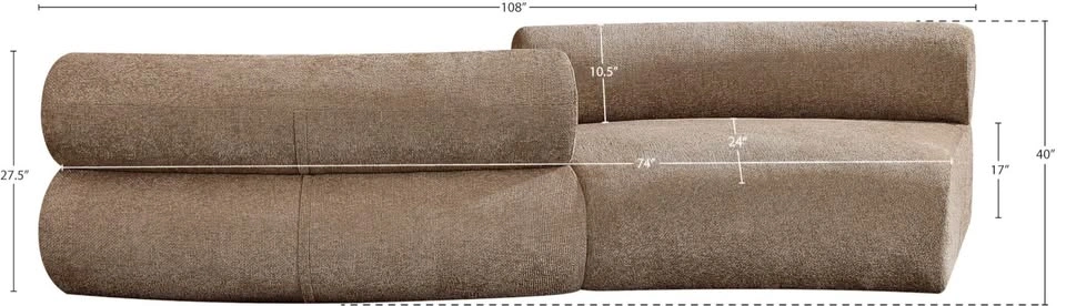 Meridian Furniture Bale 108” Modern Modular Sofa – Brown Chenill - photo 3