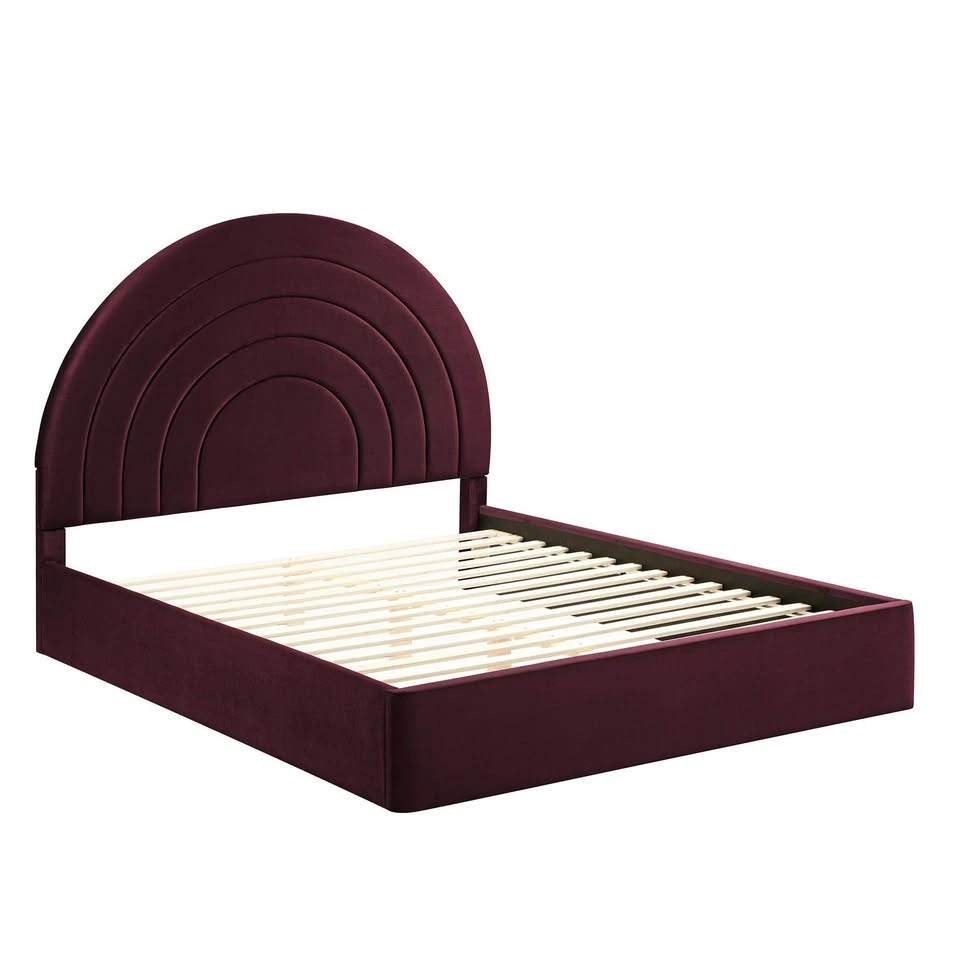 Modway Solana Queen Velvet Platform Bed – Mulberry - photo 2
