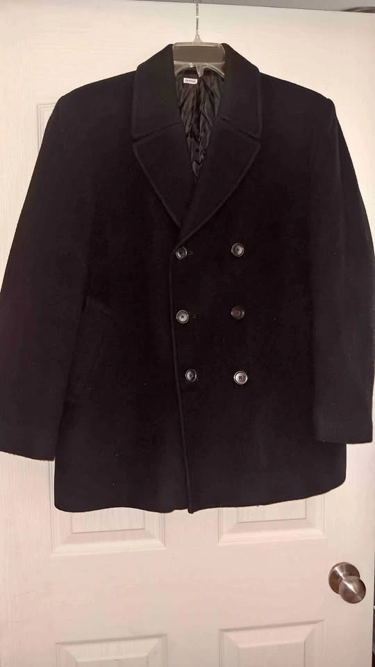 Mens Wool Blend Pea Coat - Large