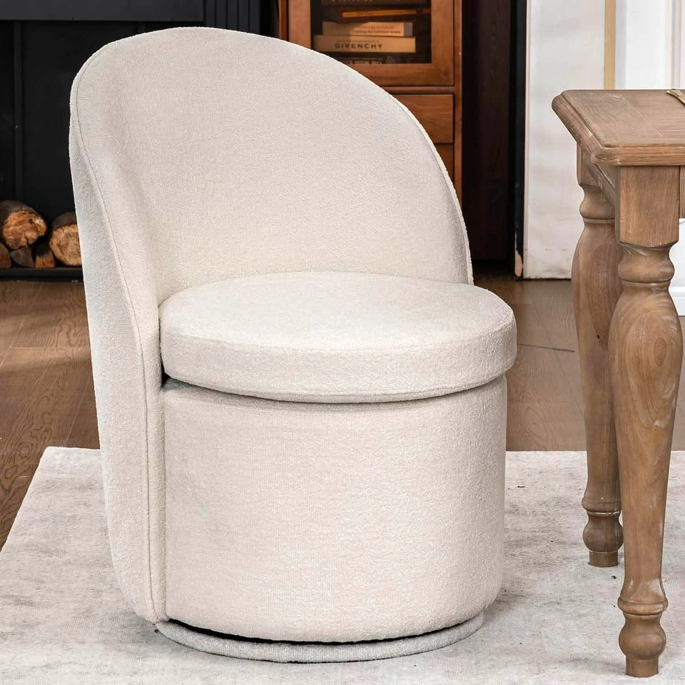 Rowill Swivel Boucle Accent Chair – White
