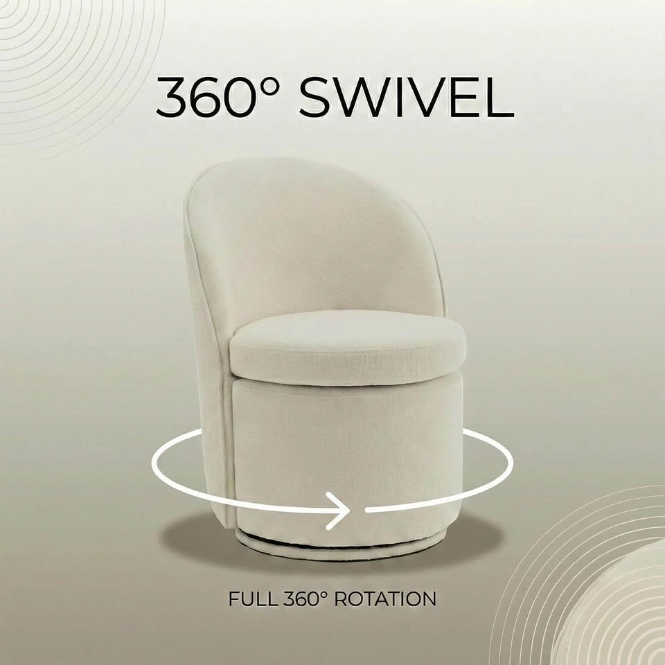 Rowill Swivel Boucle Accent Chair – White - photo 2