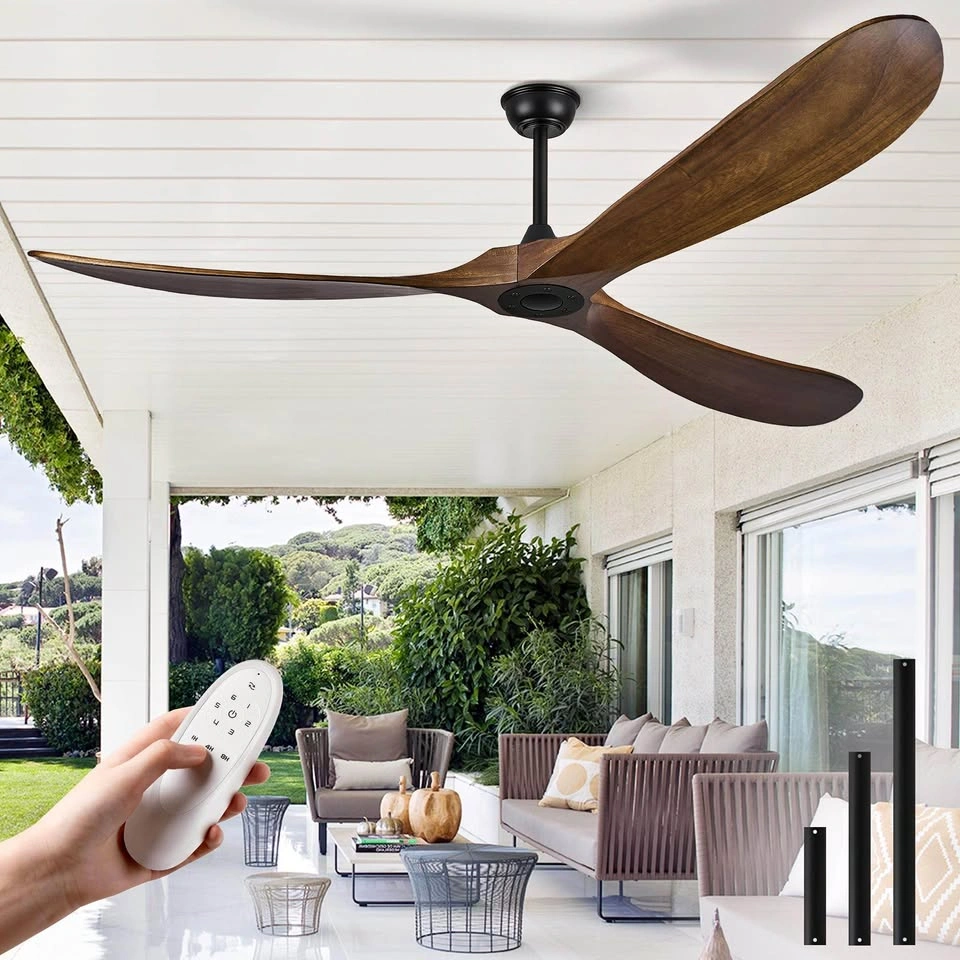 72” Wood Ceiling Fan with Remote – Dark Walnut – Indoor/Outdoor
