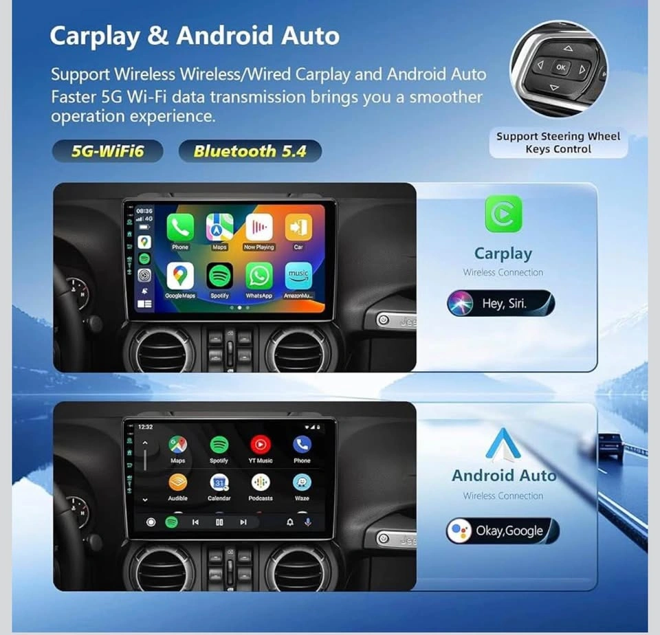 10.2” Car Radio Stereo CarPlay Screen for Jeep Wrangler JK - photo 3
