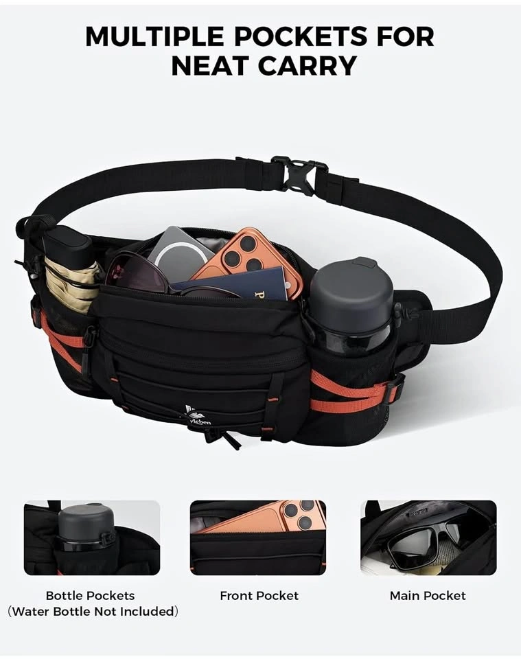 Fanny Pack with 2 Water Bottle Holder for Women Men, Waist Bag