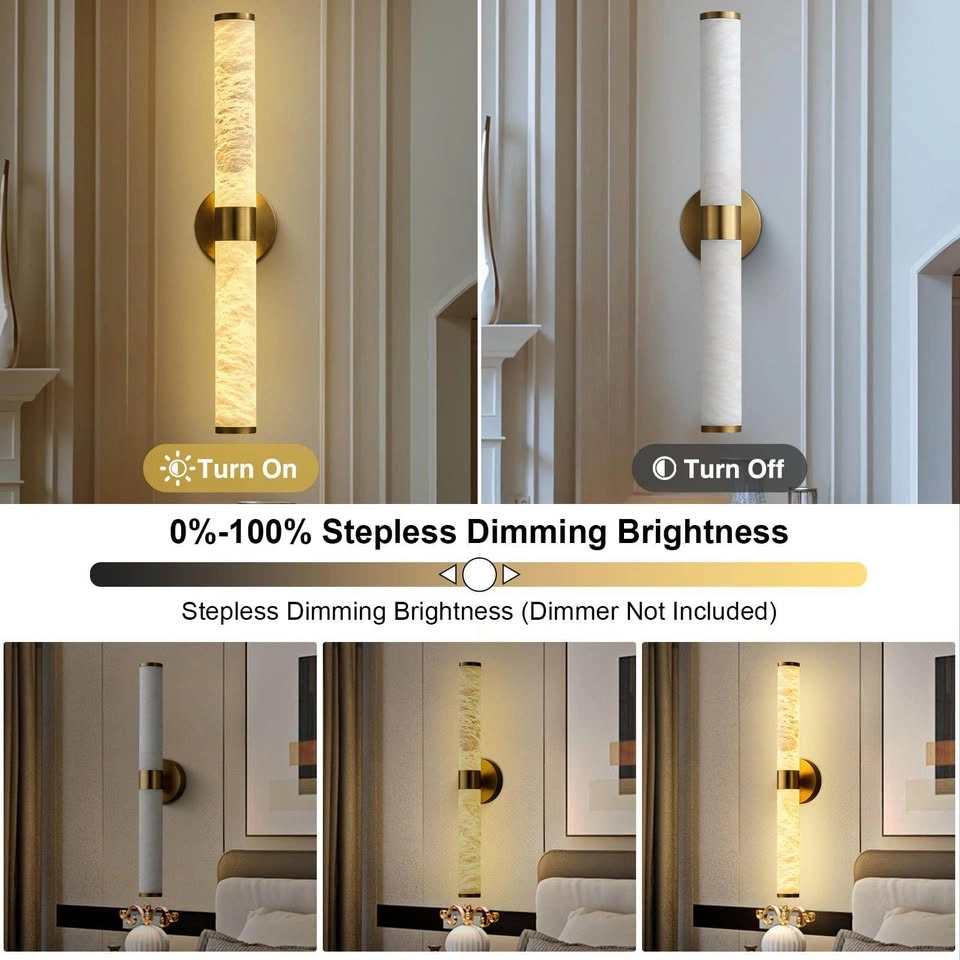 OSRoyce 24” Natural Alabaster Wall Sconce – Gold/Brass - photo 4