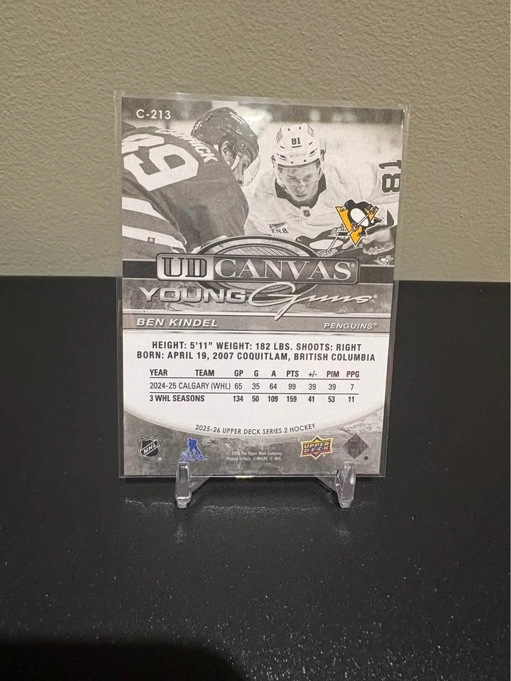 Ben Kindel Upper Deck Young Guns & UD Canvas Hockey Cards - photo 2